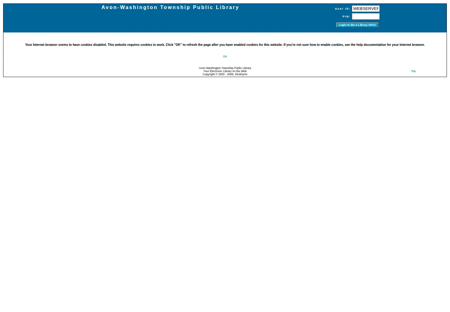 Screenshot of sirsi.net