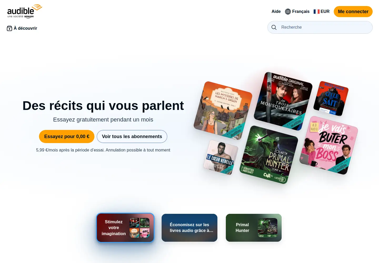 Screenshot of audible.fr
