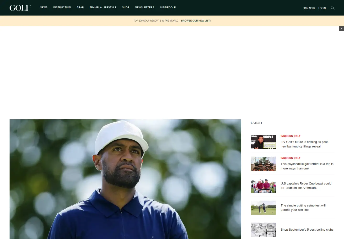 Screenshot of golf.com