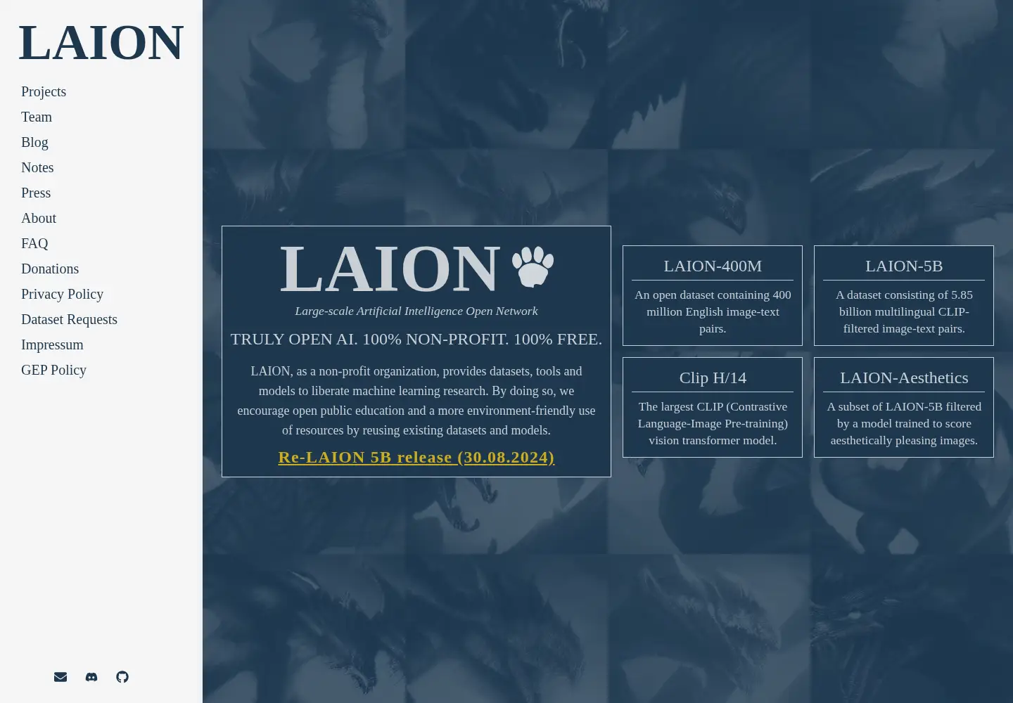 Screenshot of laion.ai