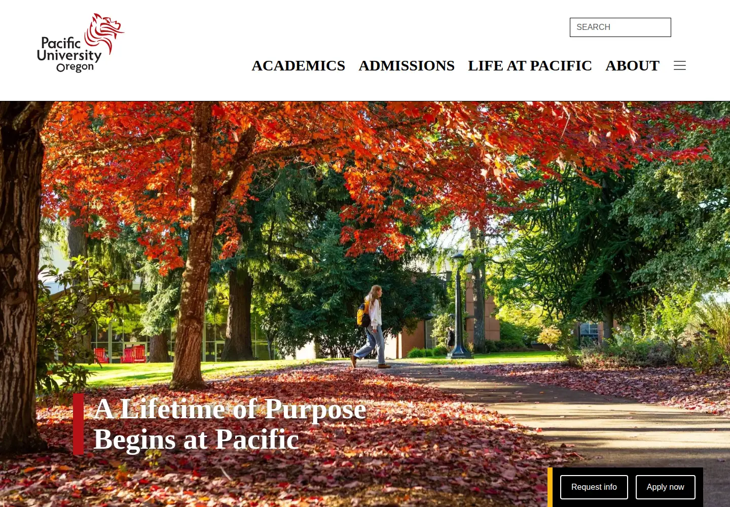 Screenshot of pacificu.edu