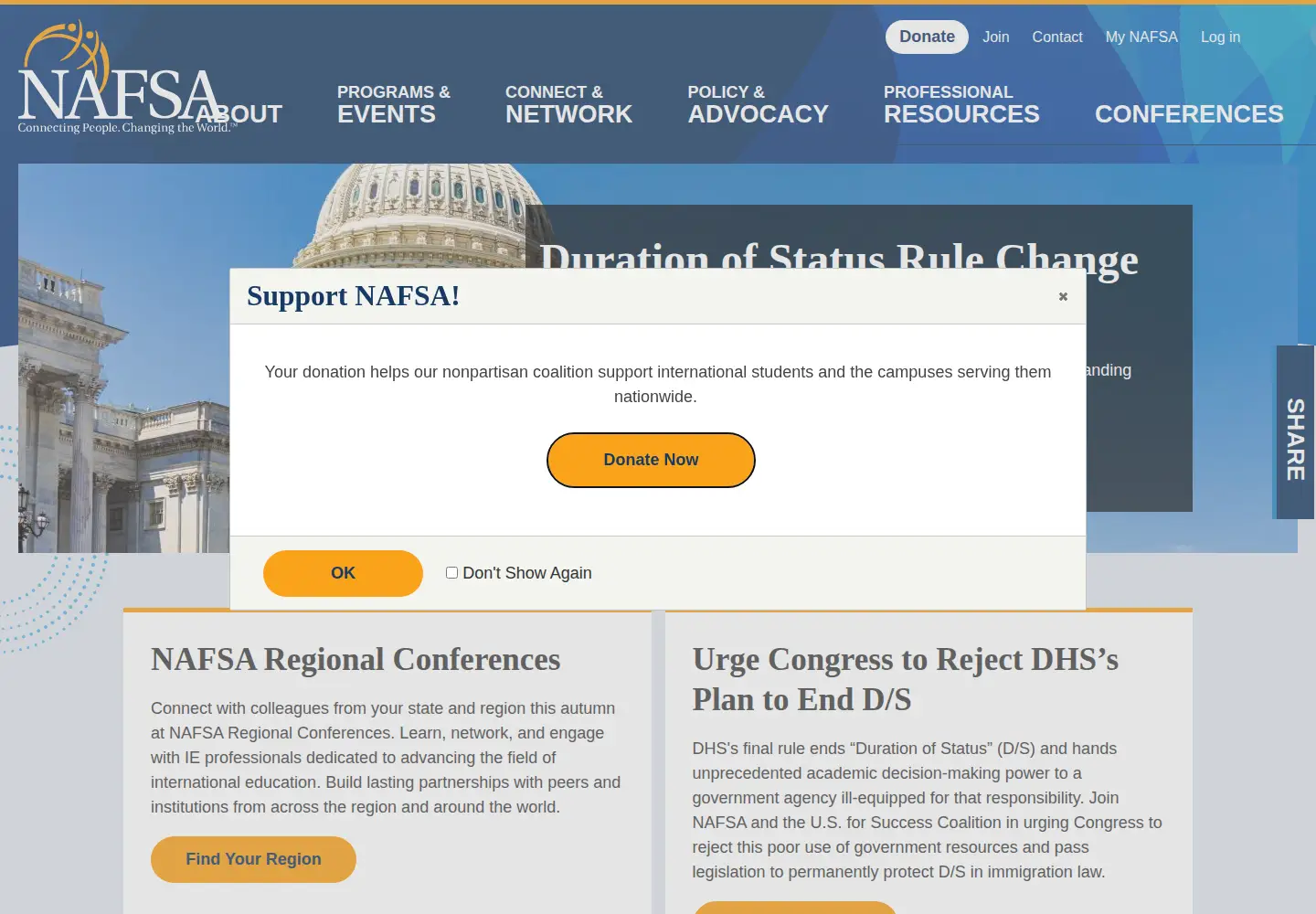 Screenshot of nafsa.org