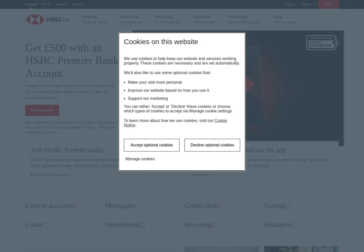 Screenshot of hsbc.uk
