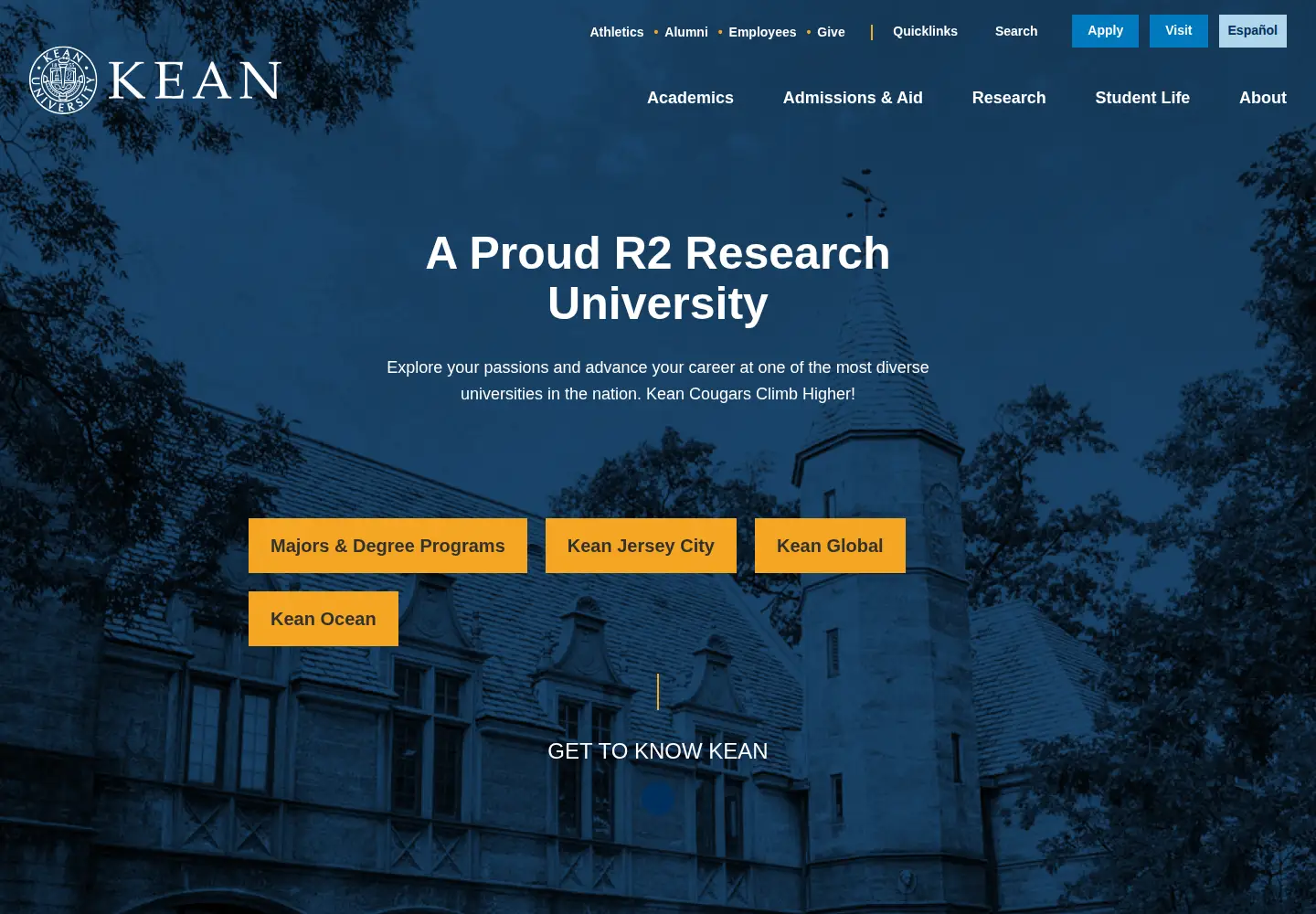 Screenshot of kean.edu