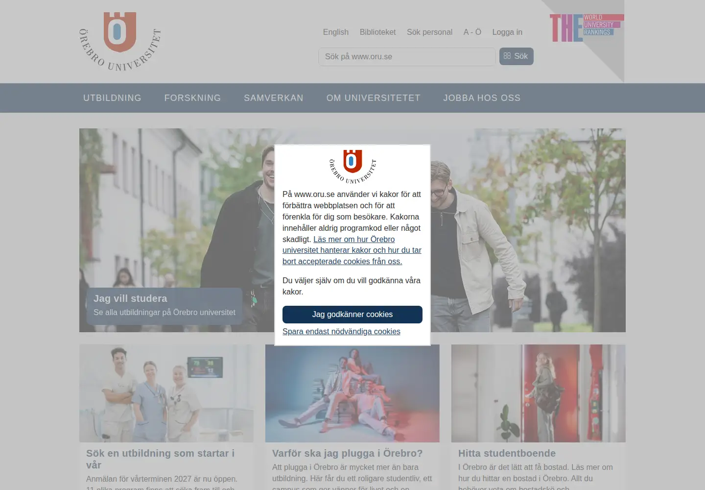 Screenshot of oru.se