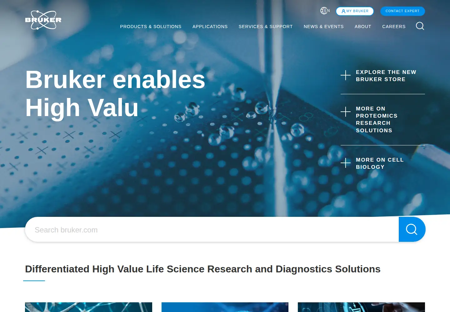 Screenshot of bruker.com