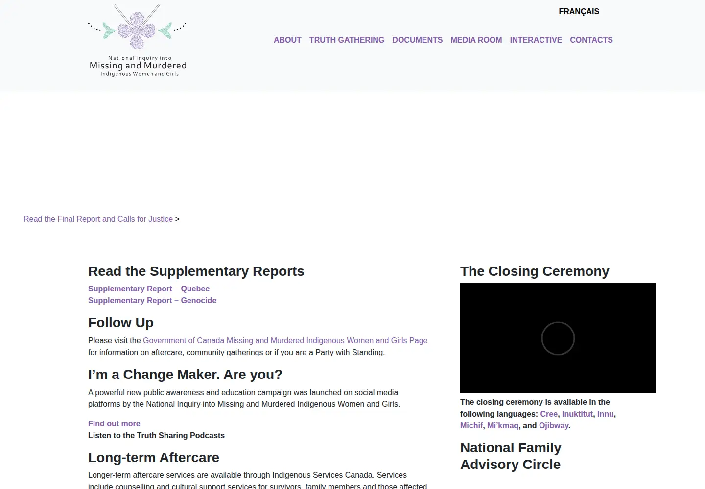 Screenshot of mmiwg-ffada.ca