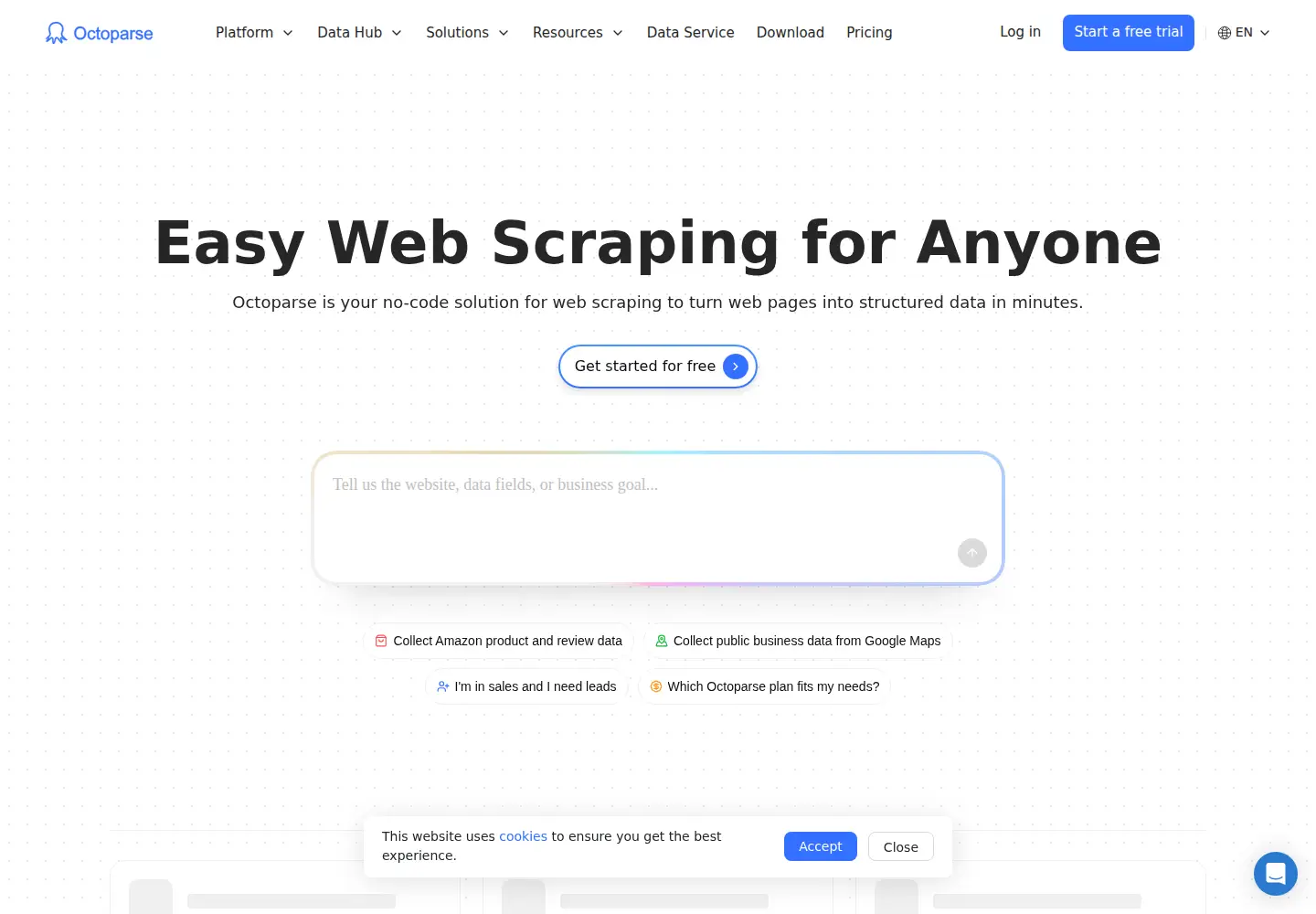 Screenshot of octoparse.com