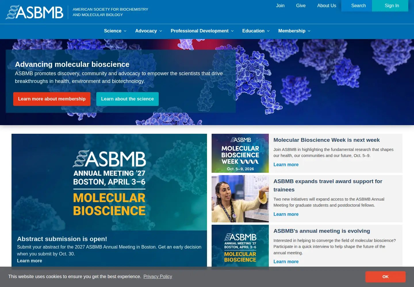 Screenshot of asbmb.org