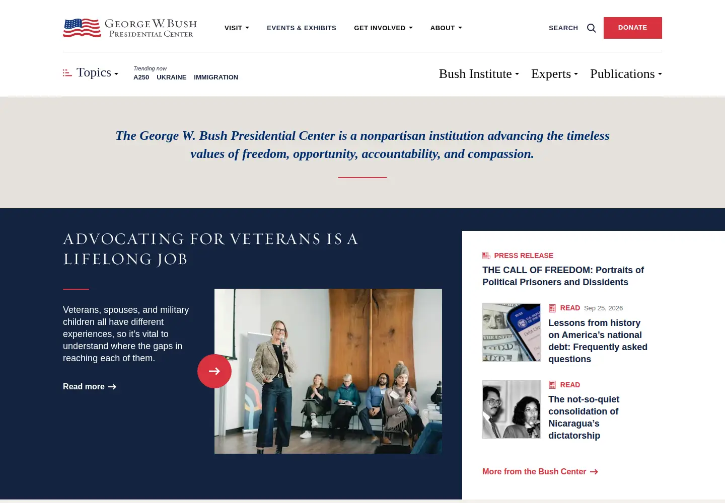 Screenshot of bushcenter.org