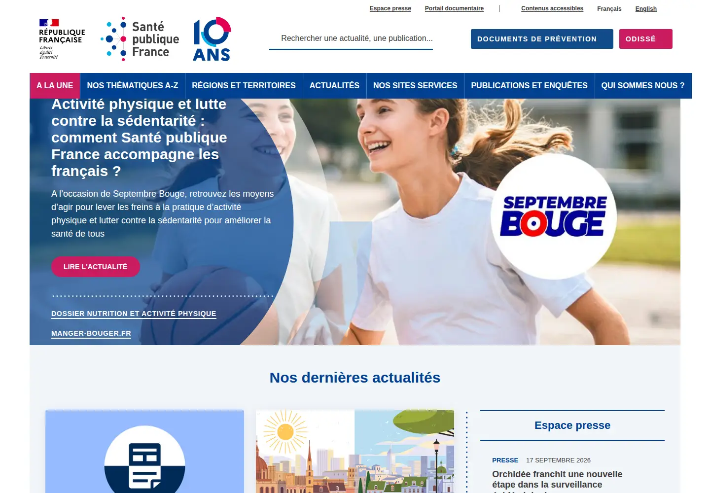 Screenshot of santepubliquefrance.fr