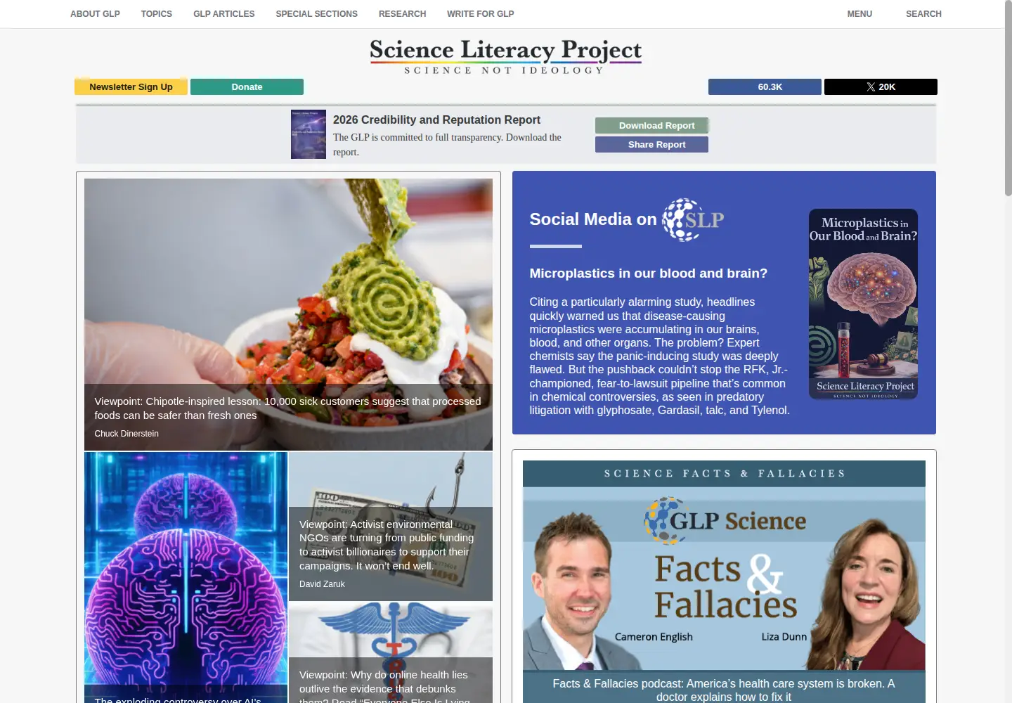Screenshot of geneticliteracyproject.org