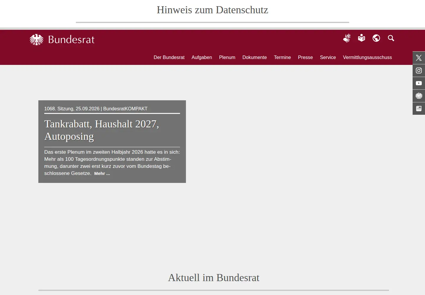 Screenshot of bundesrat.de