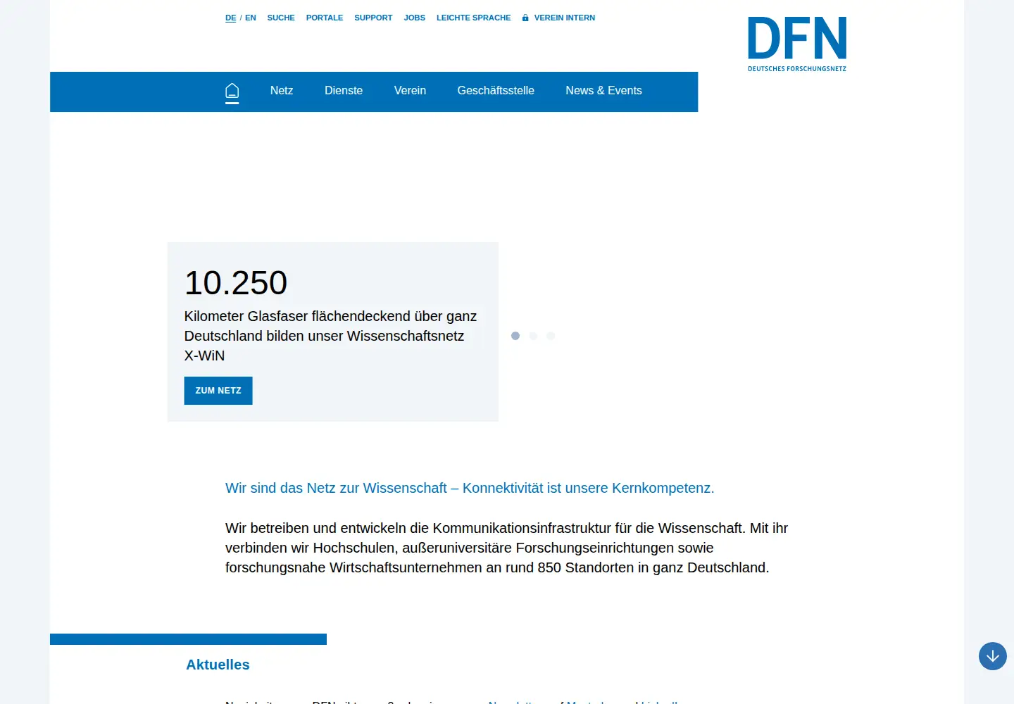 Screenshot of dfn.de