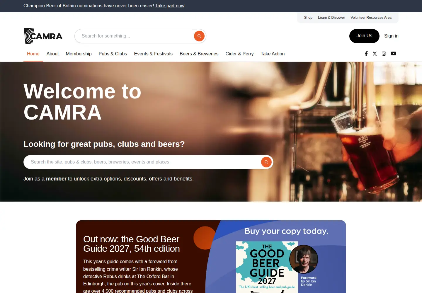 Screenshot of camra.org.uk