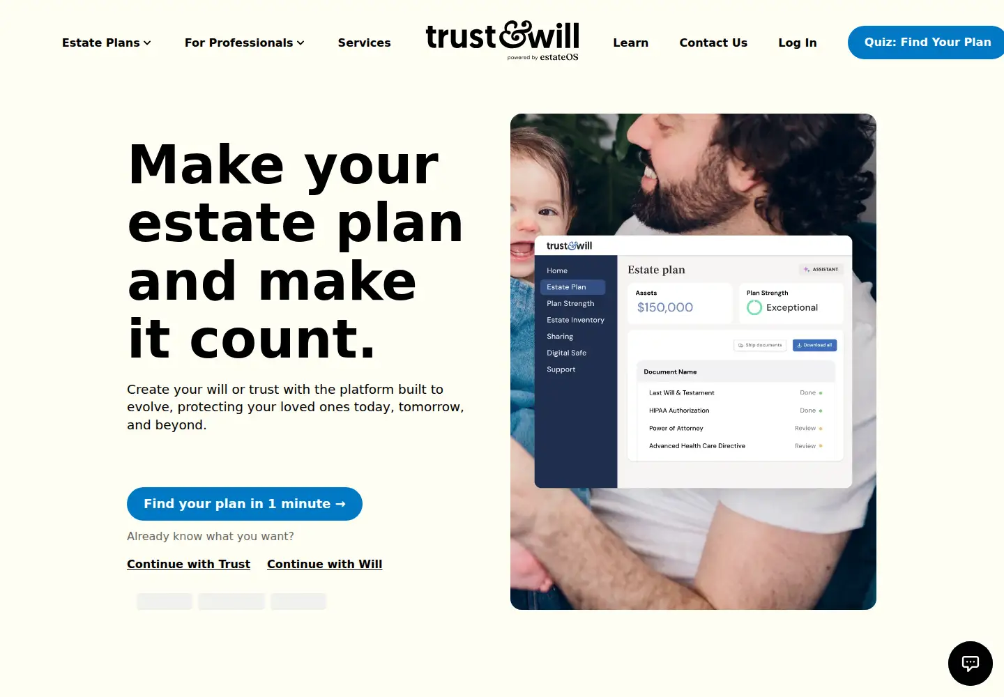 Screenshot of trustandwill.com