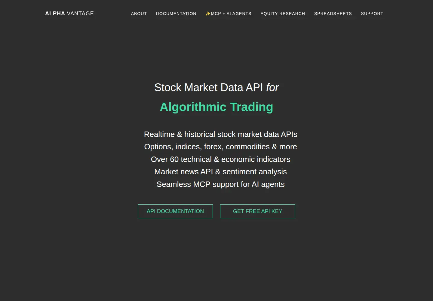Screenshot of alphavantage.co