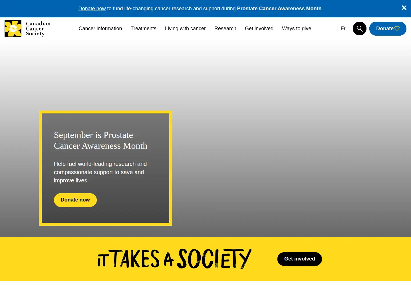 Screenshot of cancer.ca