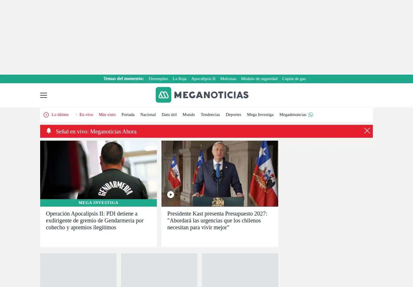 Screenshot of meganoticias.cl