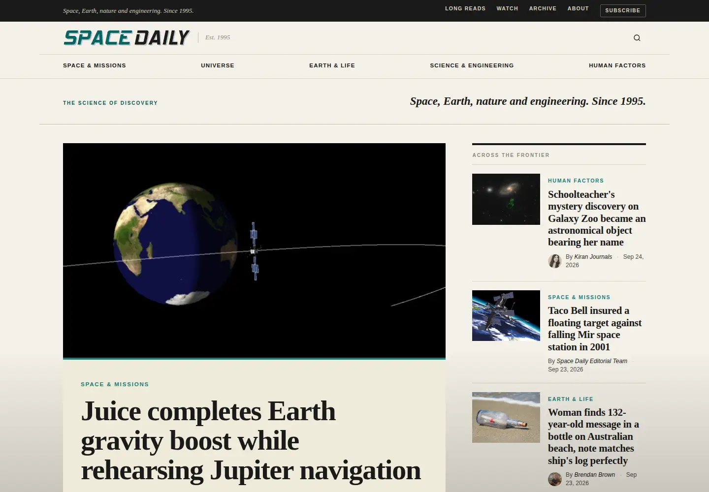 Screenshot of spacedaily.com