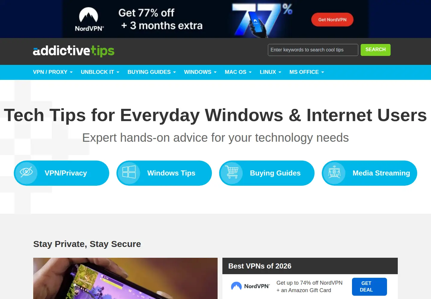 Screenshot of addictivetips.com