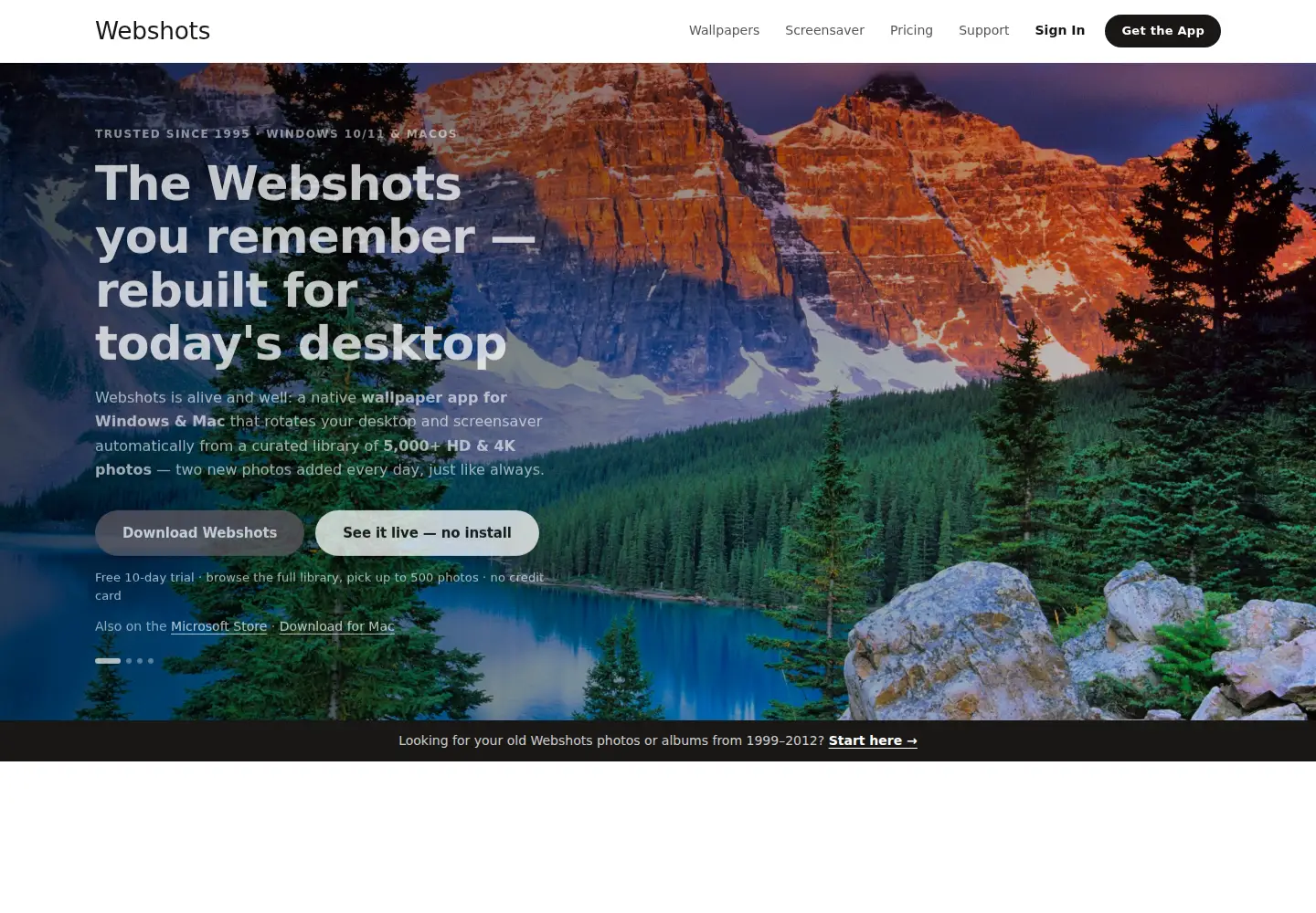 Screenshot of webshots.com