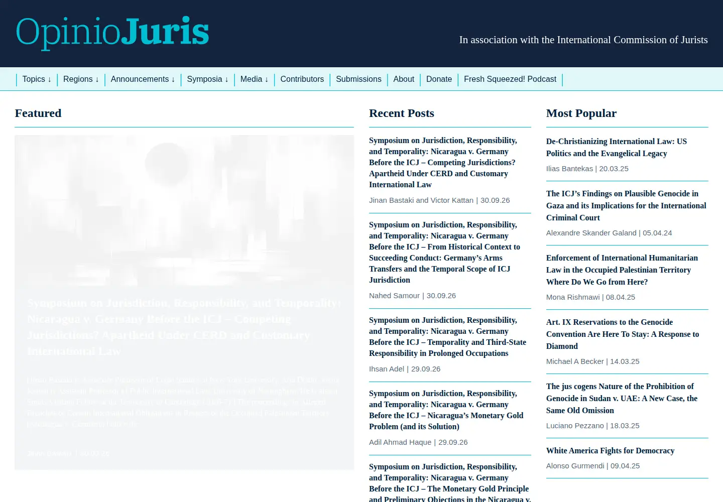 Screenshot of opiniojuris.org