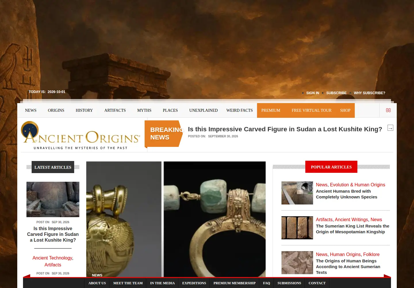 Screenshot of ancient-origins.net