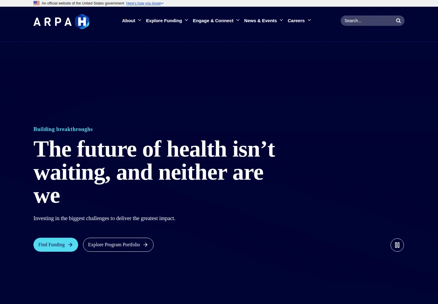 Screenshot of arpa-h.gov