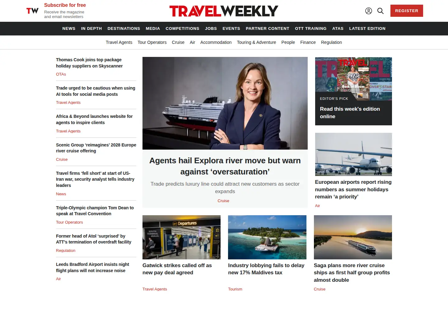 Screenshot of travelweekly.co.uk
