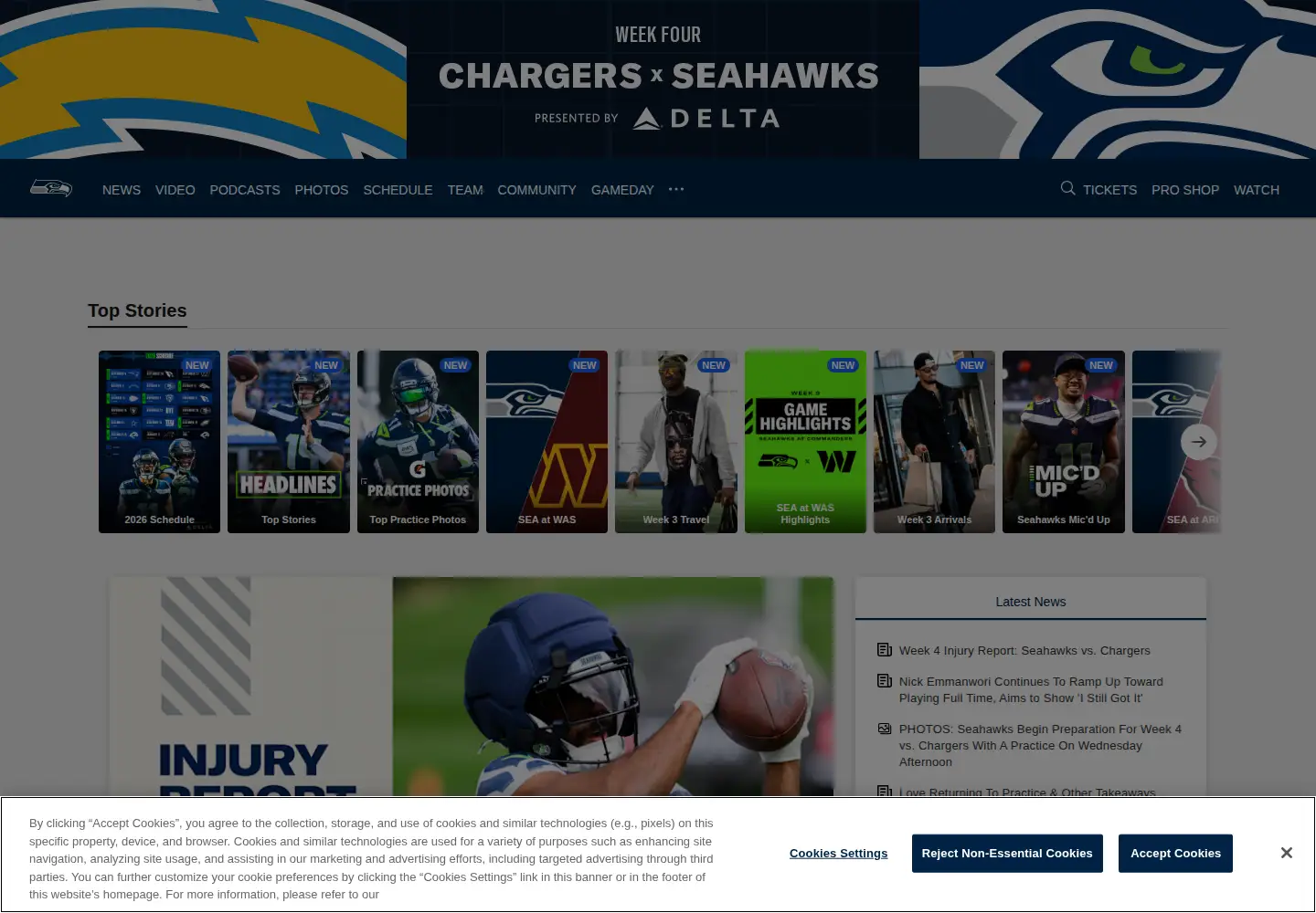 Screenshot of seahawks.com
