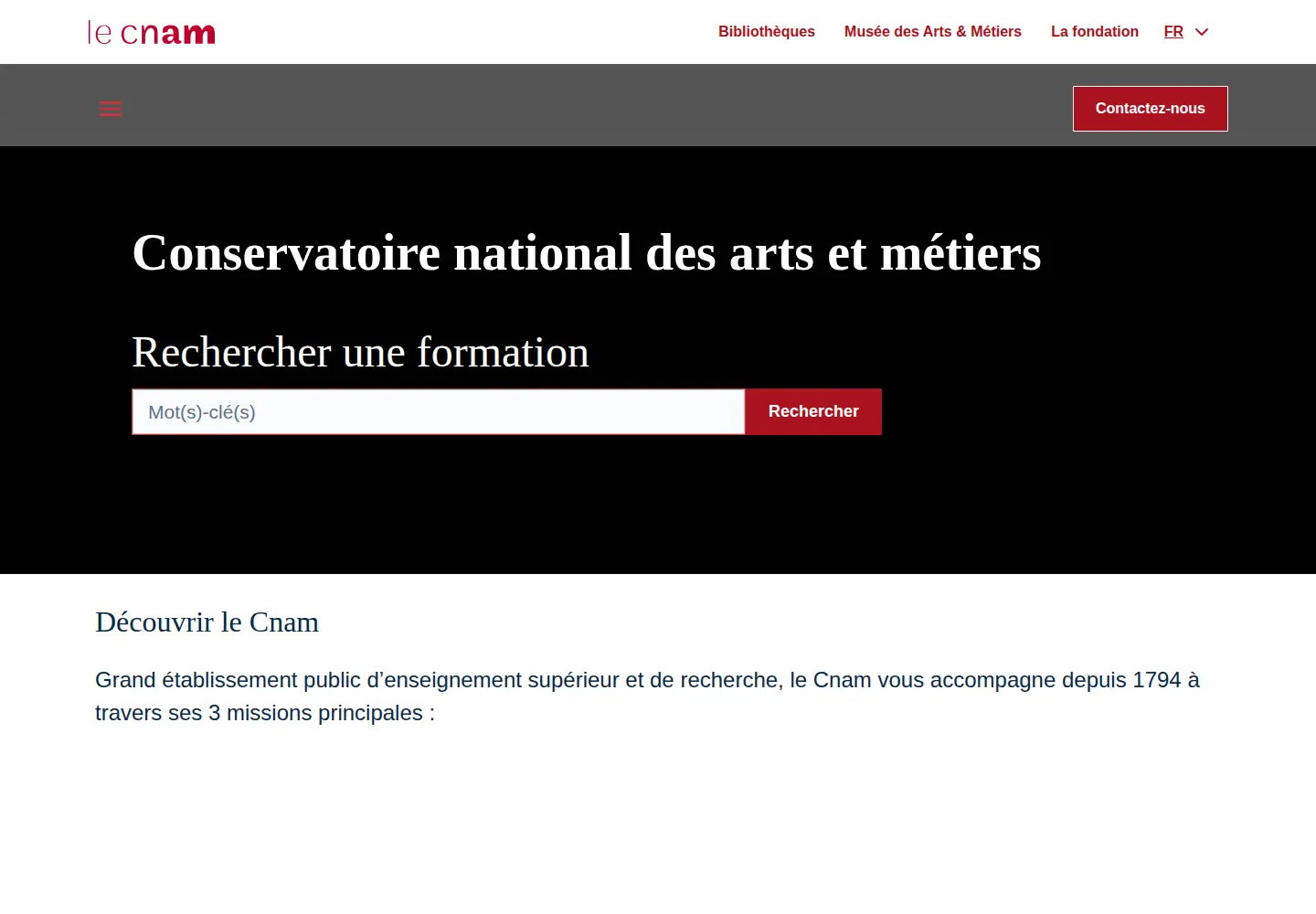 Screenshot of cnam.fr