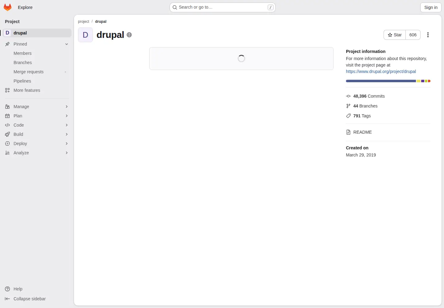 Screenshot of drupalcode.org