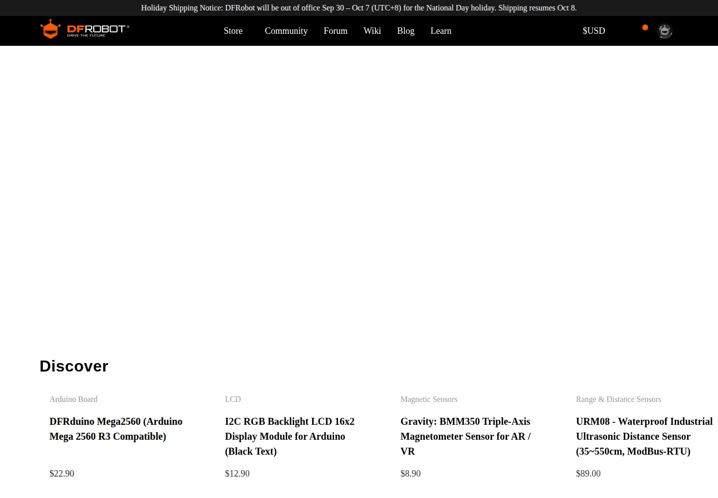 Screenshot of dfrobot.com
