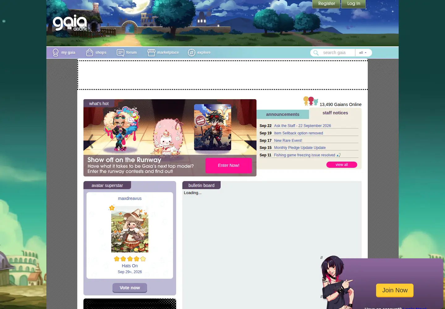 Screenshot of gaiaonline.com