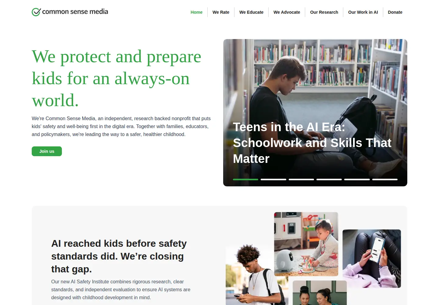 Screenshot of commonsense.org