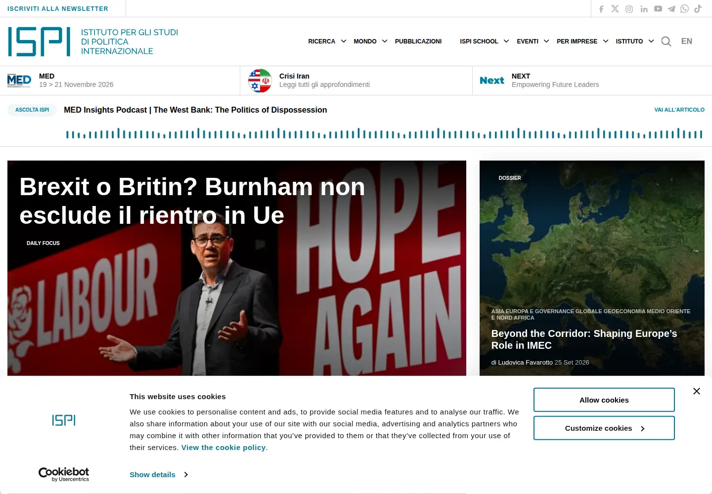 Screenshot of ispionline.it