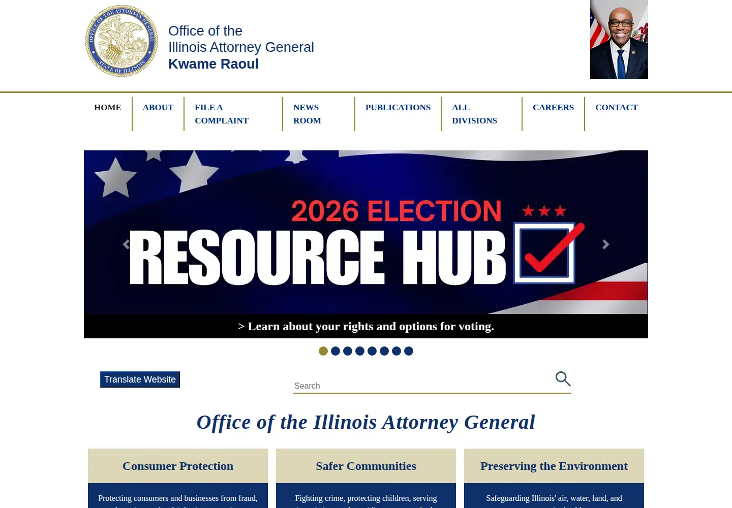 Screenshot of illinoisattorneygeneral.gov