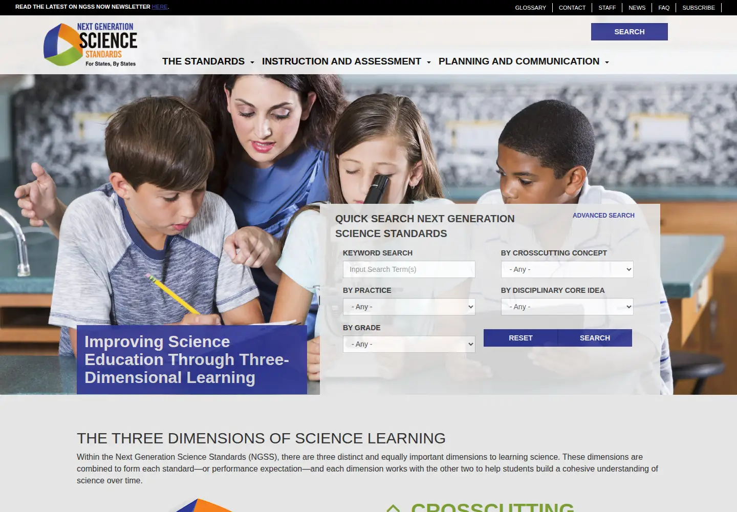 Screenshot of nextgenscience.org