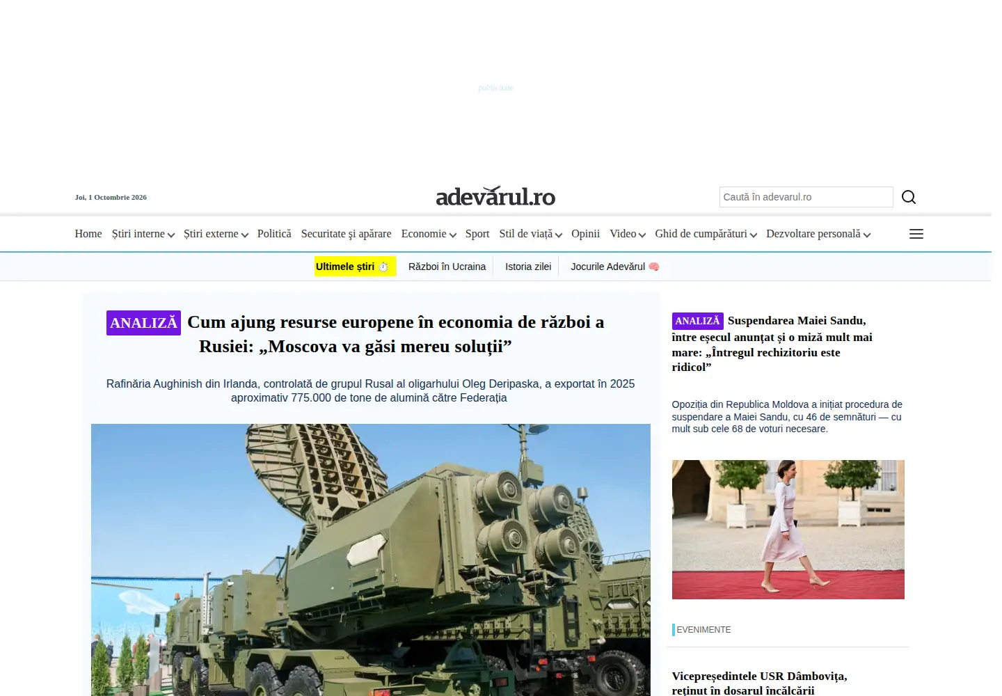Screenshot of adevarul.ro