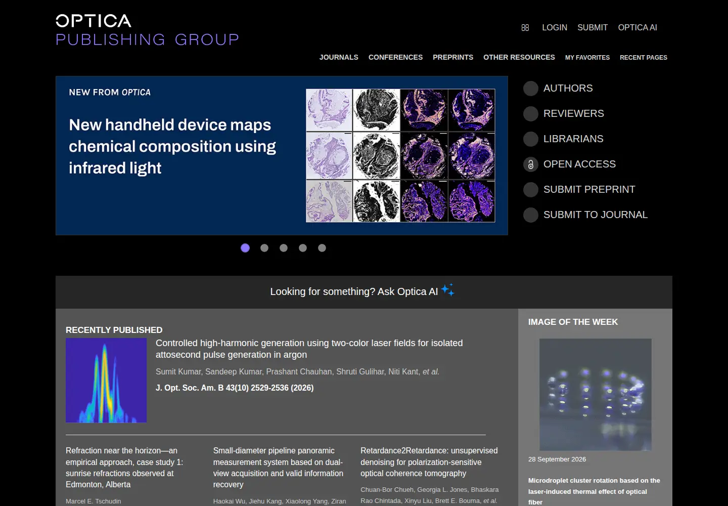 Screenshot of osapublishing.org