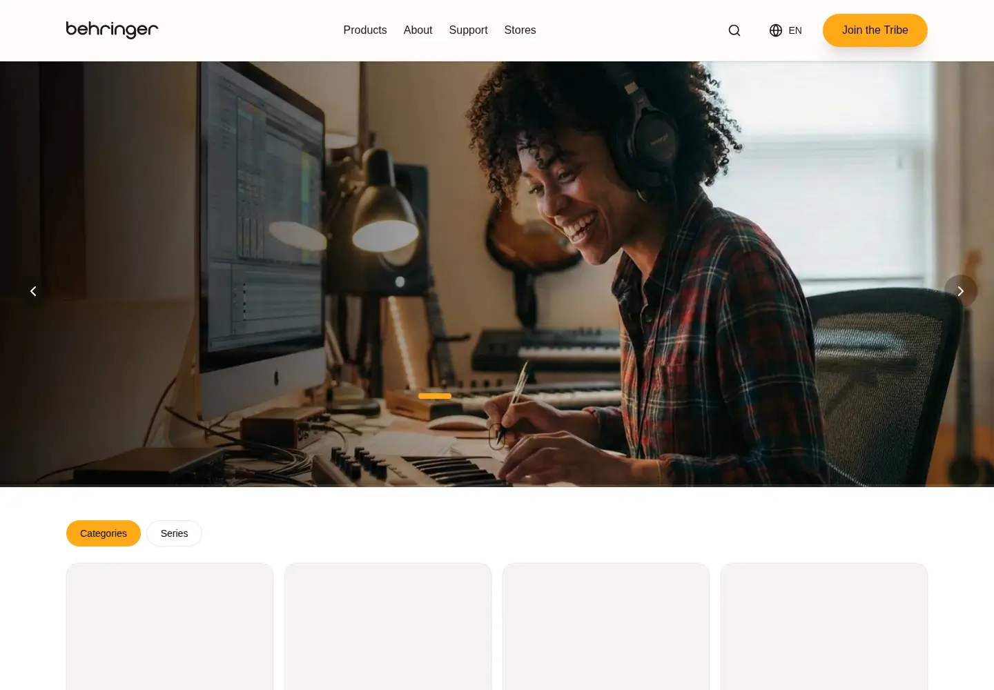 Screenshot of behringer.com