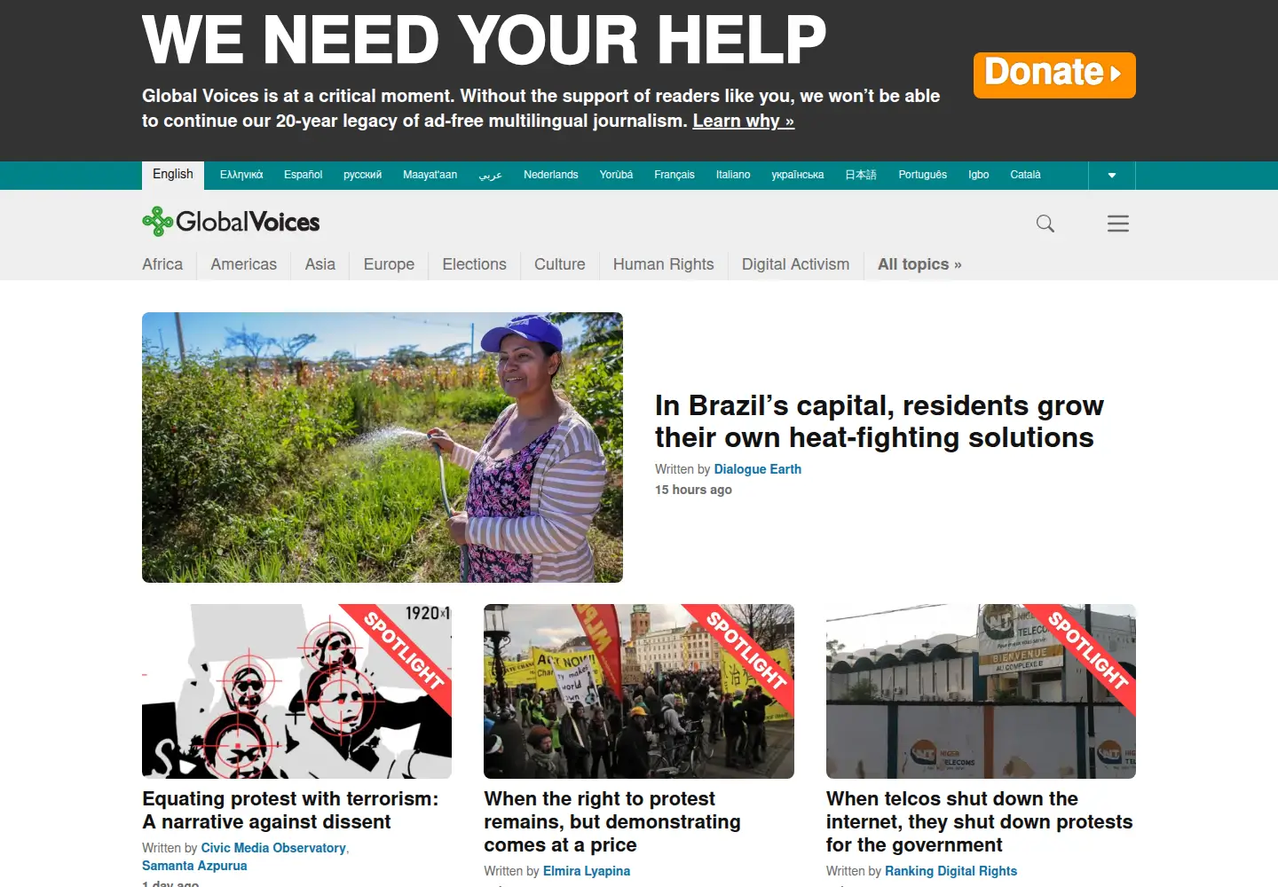 Screenshot of globalvoicesonline.org