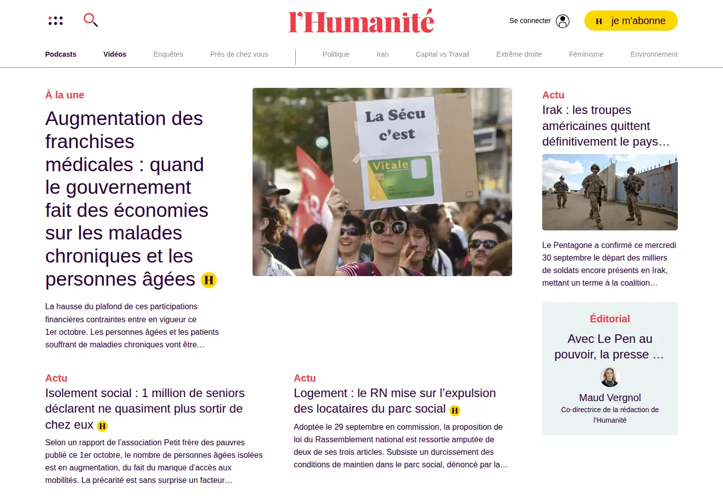 Screenshot of humanite.fr