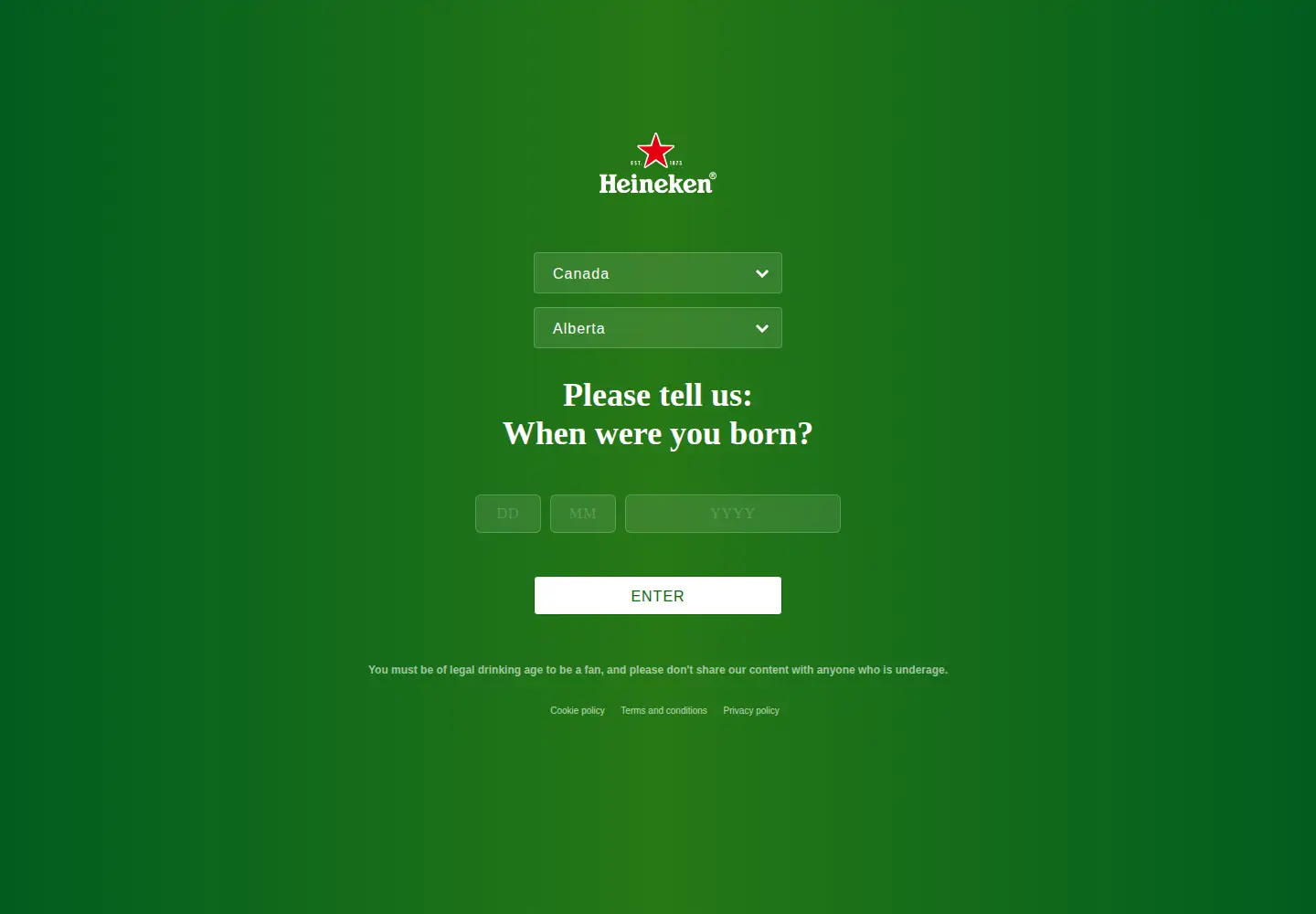 Screenshot of heineken.com