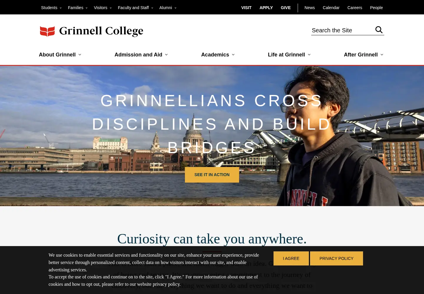 Screenshot of grinnell.edu