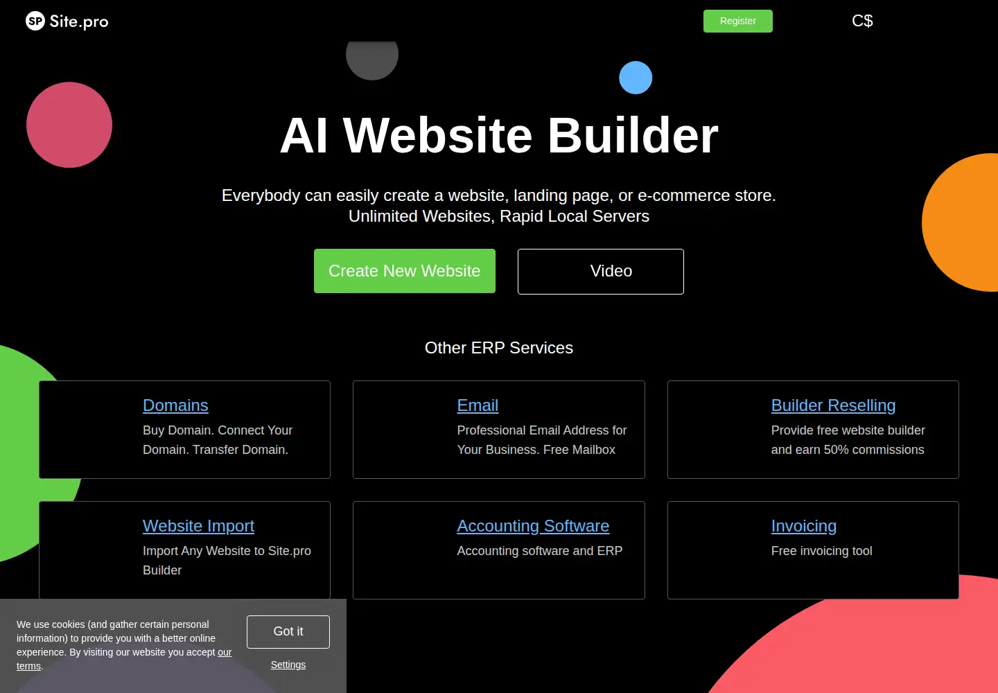 Screenshot of site.pro