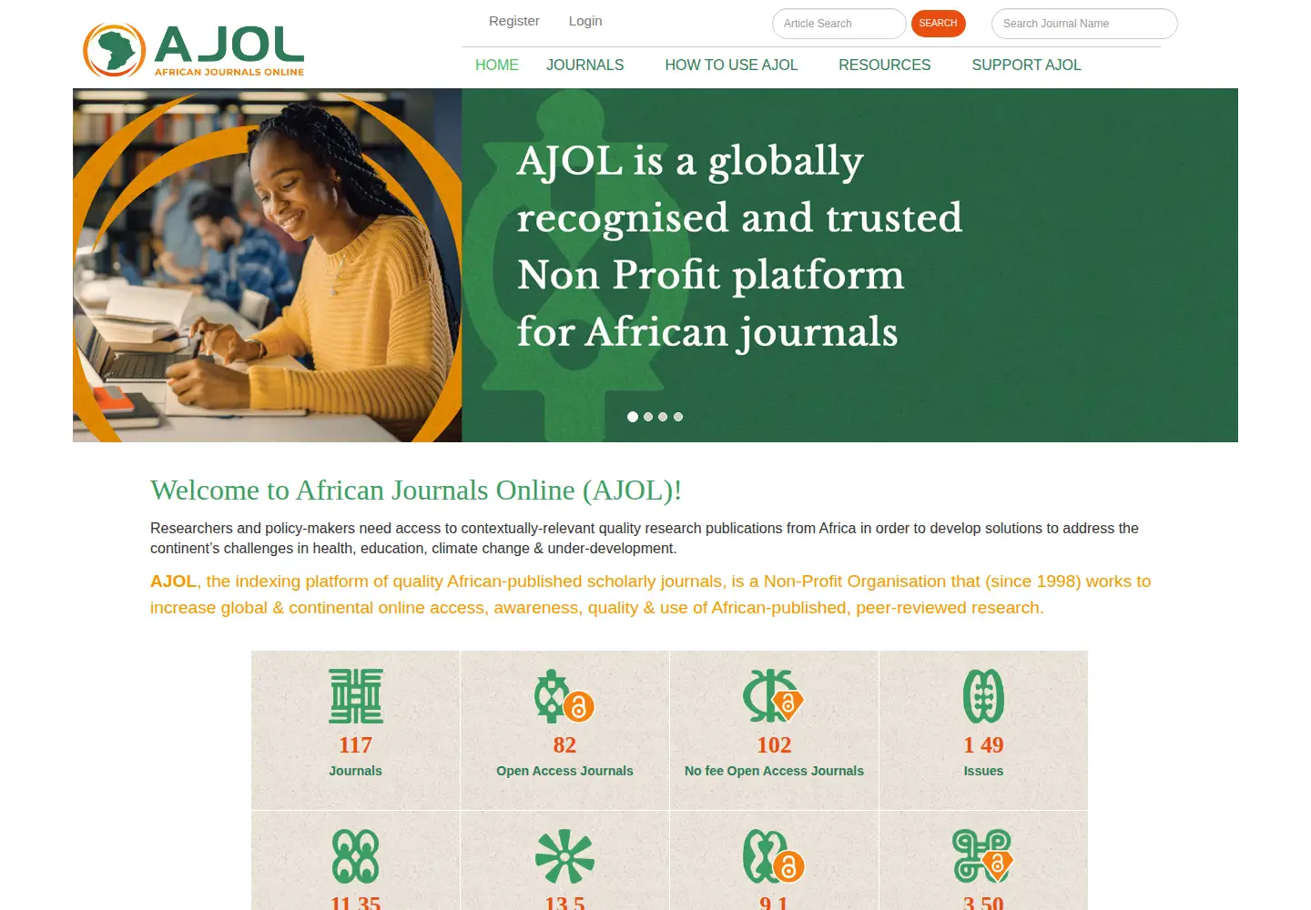 Screenshot of ajol.info