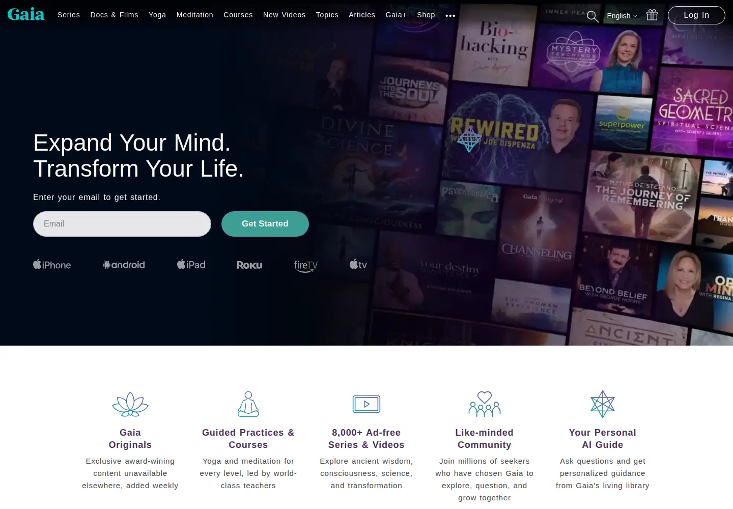 Screenshot of gaia.com