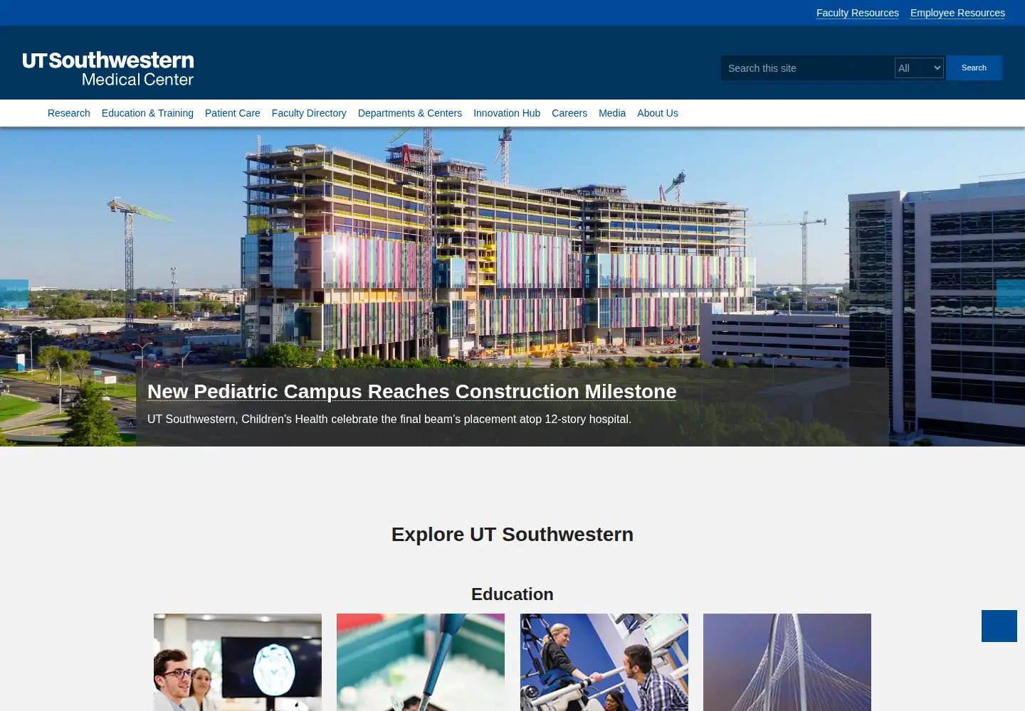 Screenshot of utsouthwestern.edu